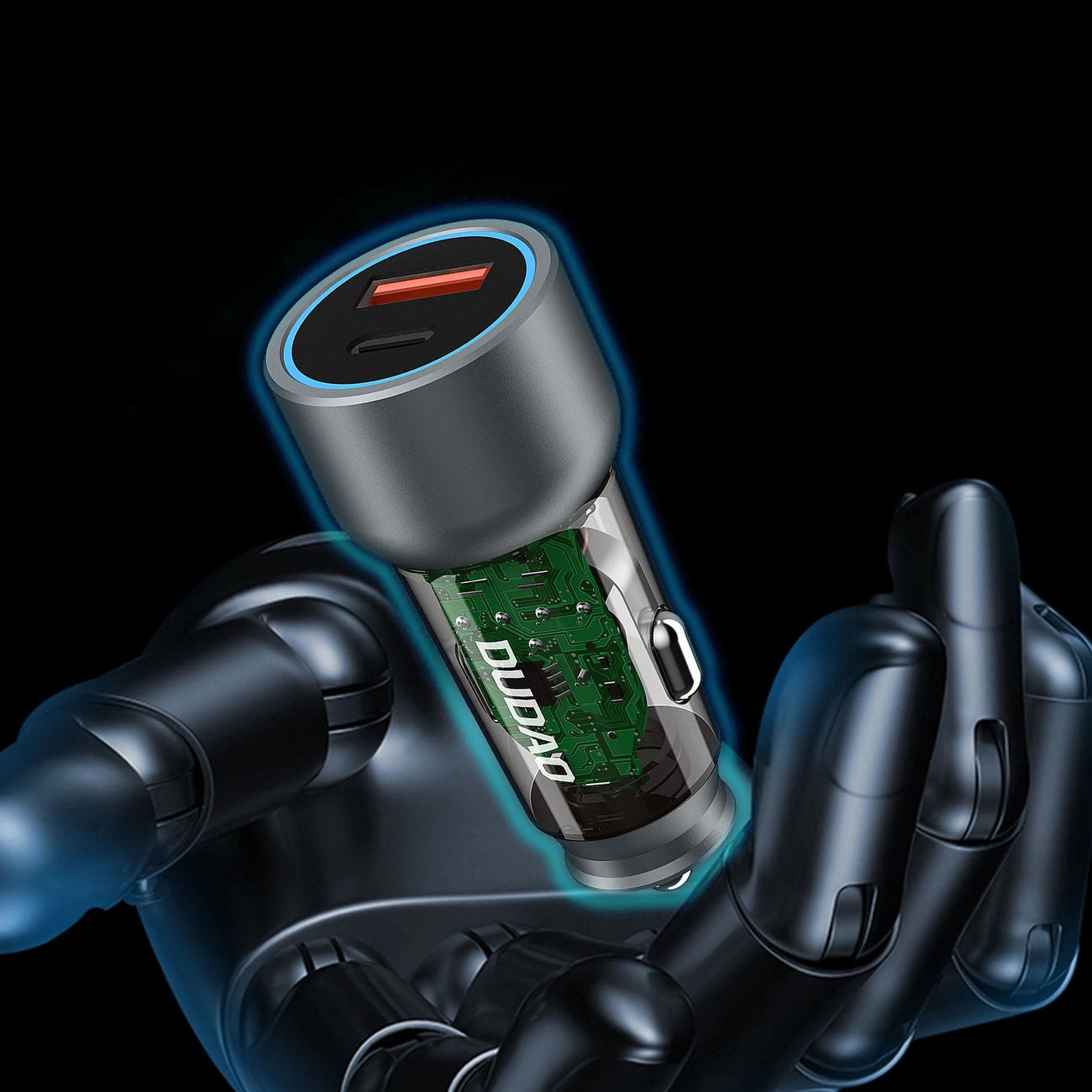 Nabíječka do auta Dudao R4T, 30W, 3A, 1 x USB-A - 1 x USB-C, šedá 