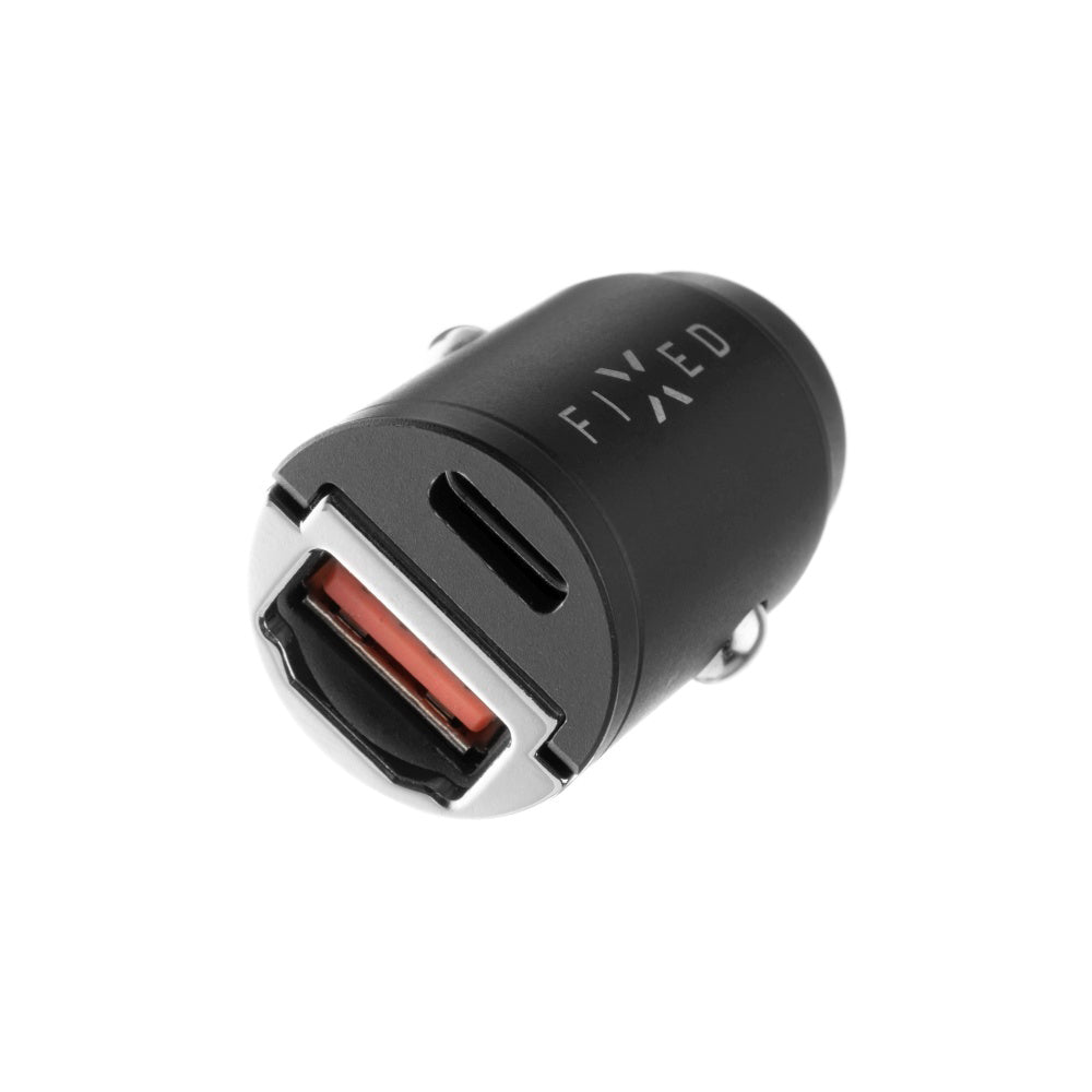 Auto nabíječka Fixed, 30W, 3A, 1 x USB-A - 1 x USB-C, Černá