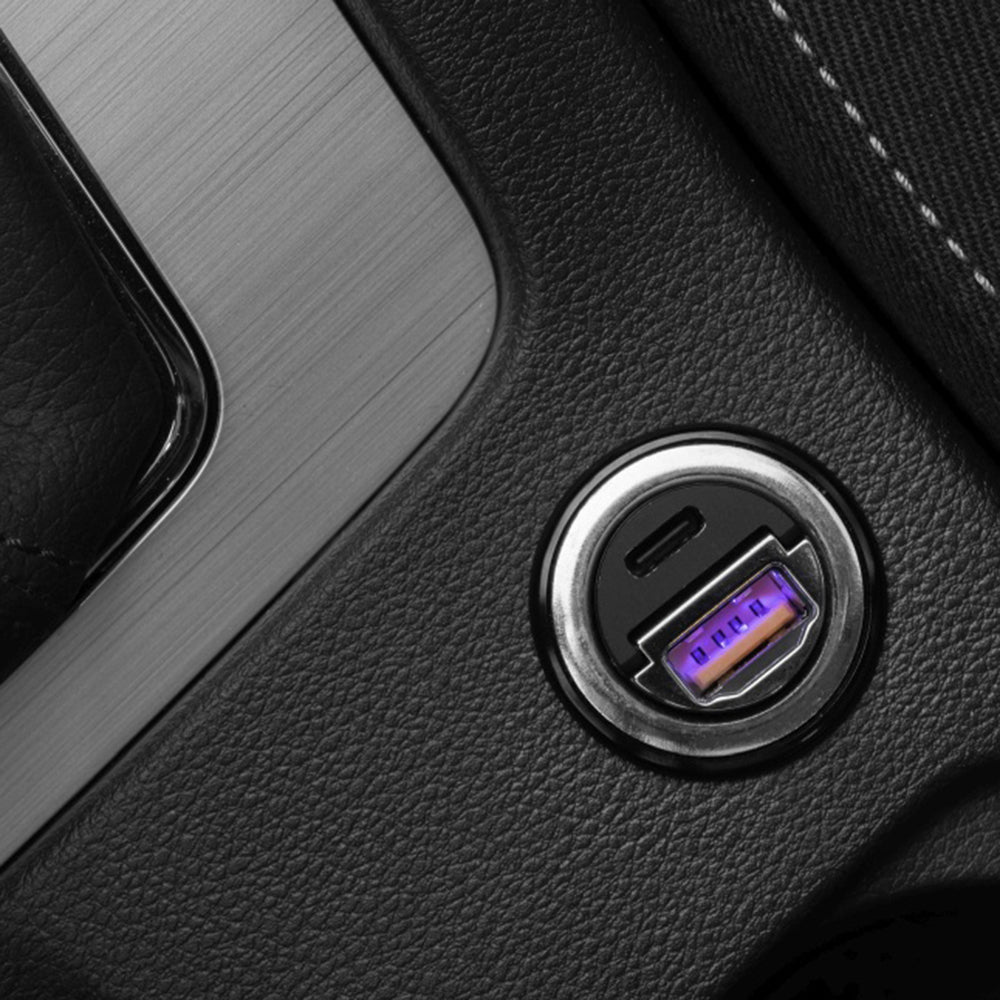 Auto nabíječka Fixed, 30W, 3A, 1 x USB-A - 1 x USB-C, Černá