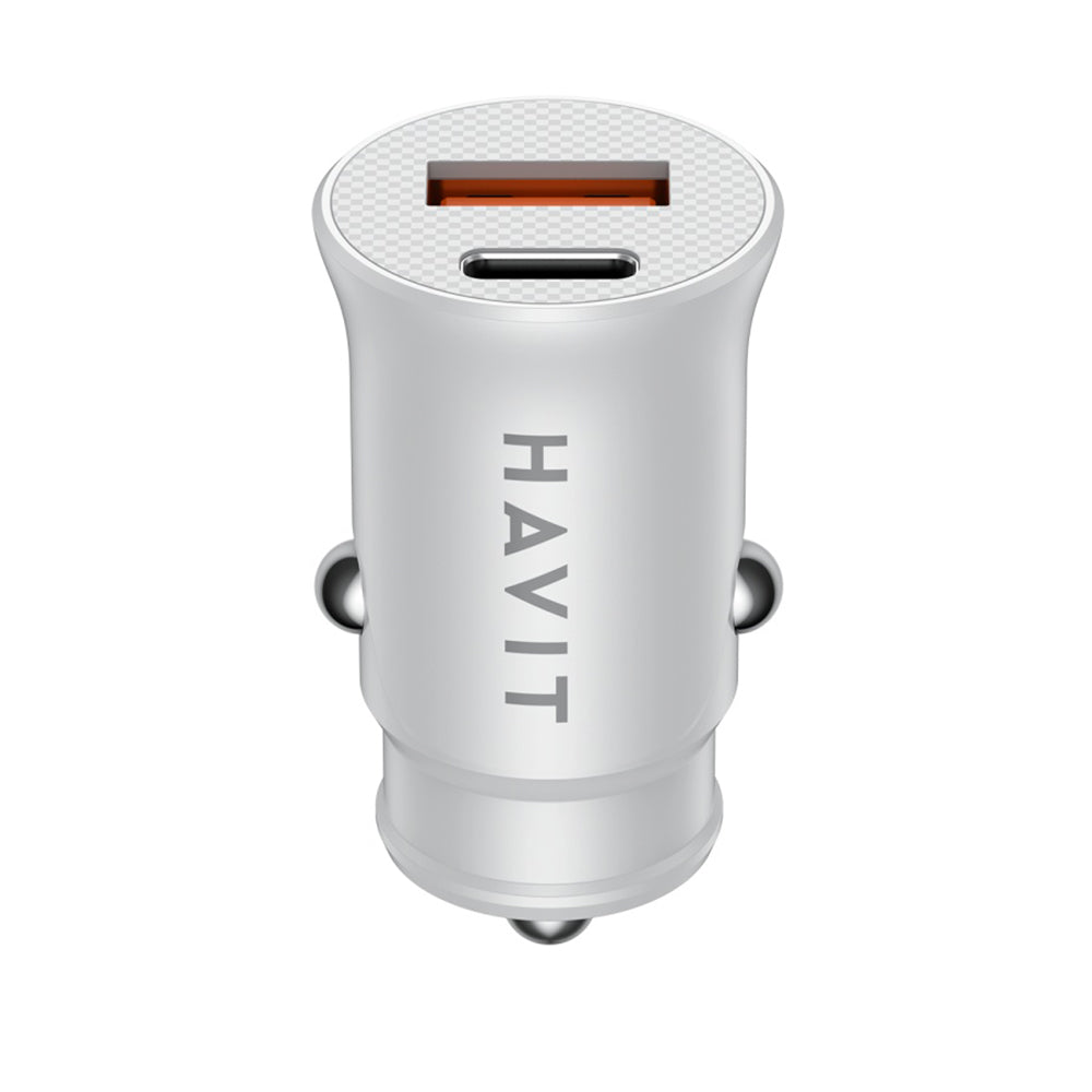 Auto nabíječka HAVIT CC2022, 20W, 3A, 1 x USB-A - 1 x USB-C, Bílá