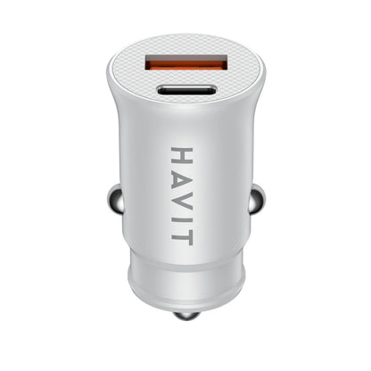 Auto nabíječka HAVIT CC2022, 20W, 3A, 1 x USB-A - 1 x USB-C, Bílá