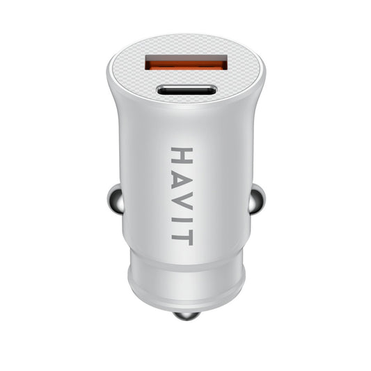 Auto nabíječka HAVIT CC2022, 20W, 3A, 1 x USB-A - 1 x USB-C, Bílá