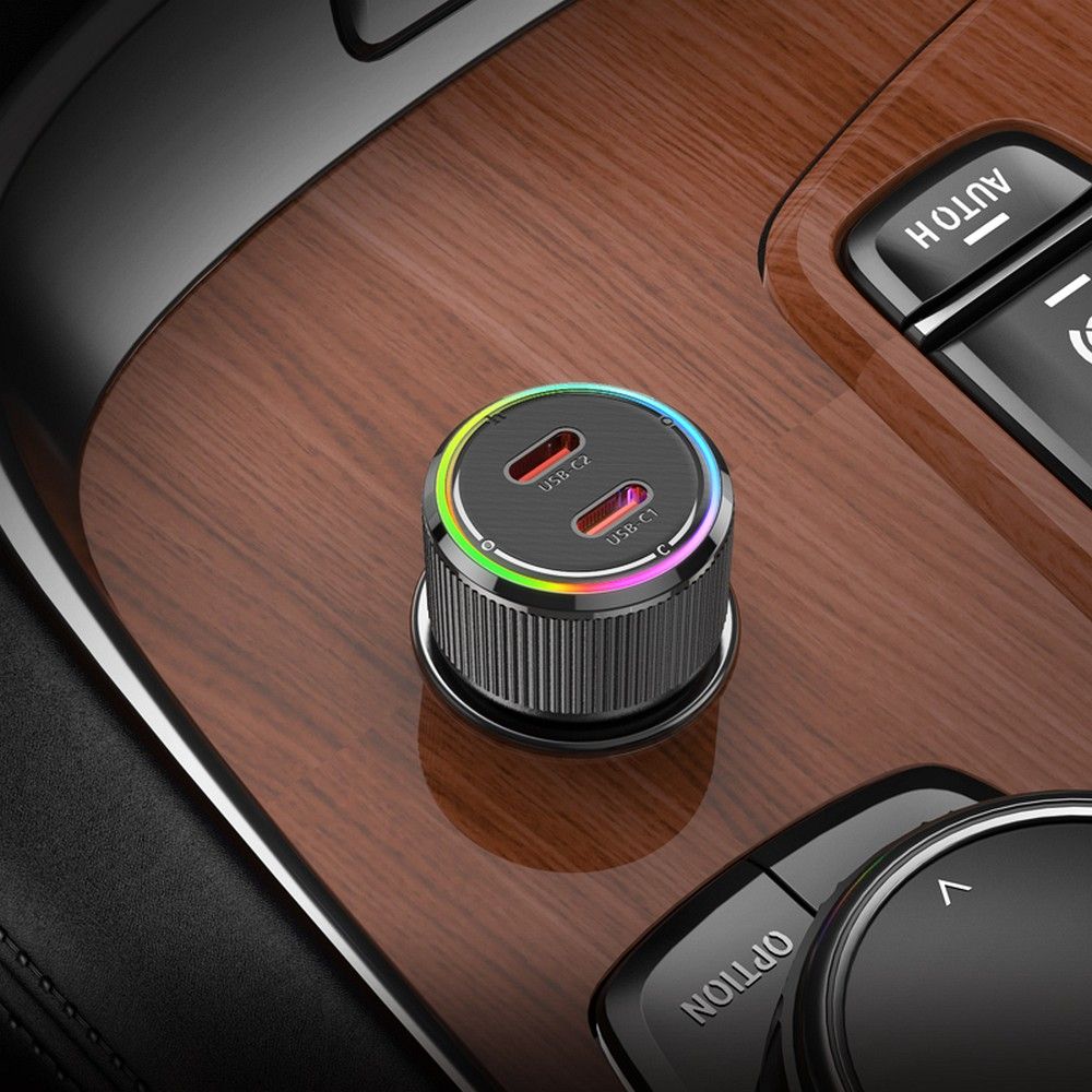 HOCO NZ14B Car Charger, 50W, 3A, 2 x USB-C, Black