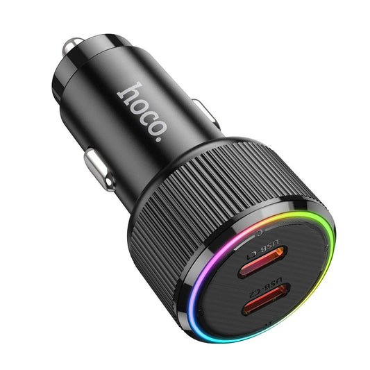 Auto nabíječka HOCO NZ14B, 50W, 3A, 2 x USB-C, Černá