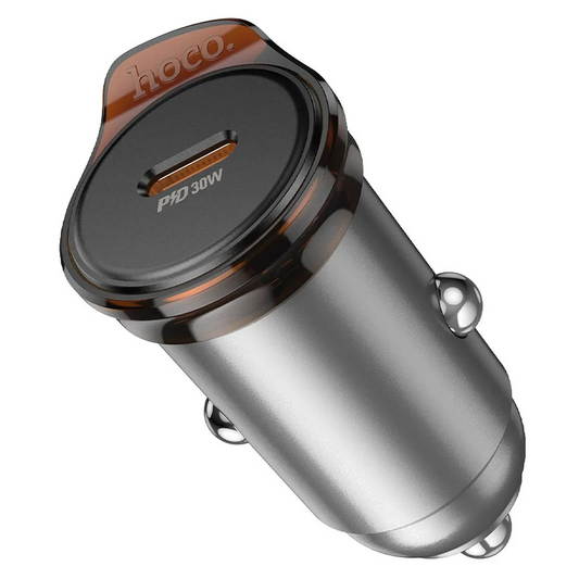 Auto nabíječka HOCO NZ16, 30W, 3A, 1 x USB-C, Šedá