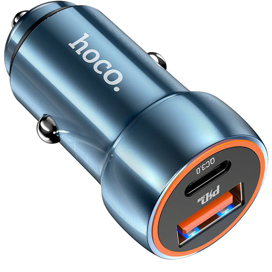 Auto nabíječka HOCO Z46A, 20W, 3A, 1 x USB-A - 1 x USB-C, Modrá