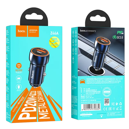 Auto nabíječka HOCO Z46A, 20W, 3A, 1 x USB-A - 1 x USB-C, Modrá