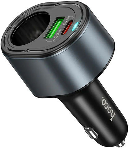 Autonabíječka HOCO Z56, 35W, 3A, 1 x USB-A - 1 x USB-C - 1 x Prodloužení zapalovače, Černá