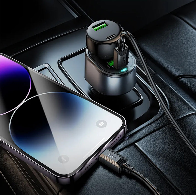 Autonabíječka HOCO Z56, 35W, 3A, 1 x USB-A - 1 x USB-C - 1 x Prodloužení zapalovače, Černá