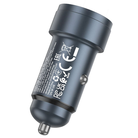 Auto nabíječka HOCO Z57A, 30W, 3A, 1 x USB-A - 1 x USB-C, Šedá