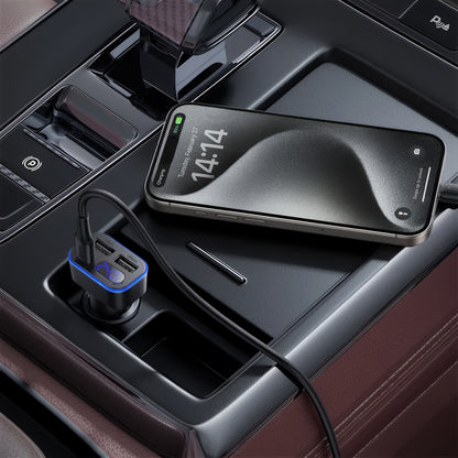 Auto nabíječka HOCO Z63A Display, 42W, 3A, 1 x USB-C - 2 x USB-A, Černá