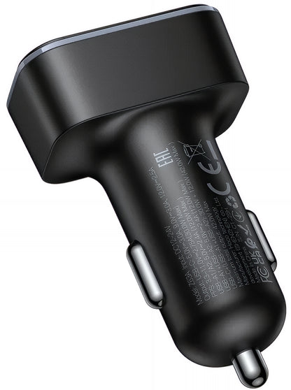 Auto nabíječka HOCO Z63A Display, 42W, 3A, 1 x USB-C - 2 x USB-A, Černá