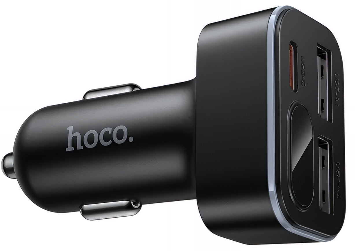 Auto nabíječka HOCO Z63A Display, 42W, 3A, 1 x USB-C - 2 x USB-A, Černá