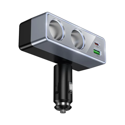 Auto nabíječka HOCO Z65B, 240W, 1 x USB-A - 1 x USB-C - 2 x Rozšíření zapalovače, černá