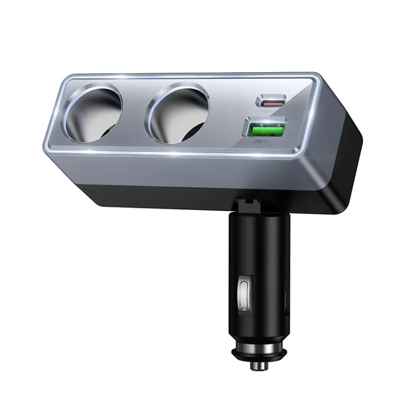 Auto nabíječka HOCO Z65B, 240W, 1 x USB-A - 1 x USB-C - 2 x Rozšíření zapalovače, černá