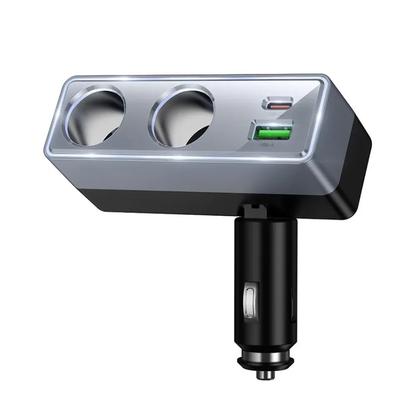 Auto nabíječka HOCO Z65B, 240W, 1 x USB-A - 1 x USB-C - 2 x Rozšíření zapalovače, černá