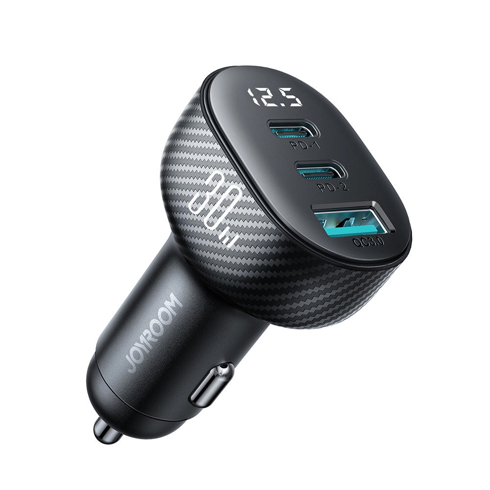 Autonabíječka Joyroom JR-CCD04, 30W, 3A, 1 x USB-A - 2 x USB-C, Černá