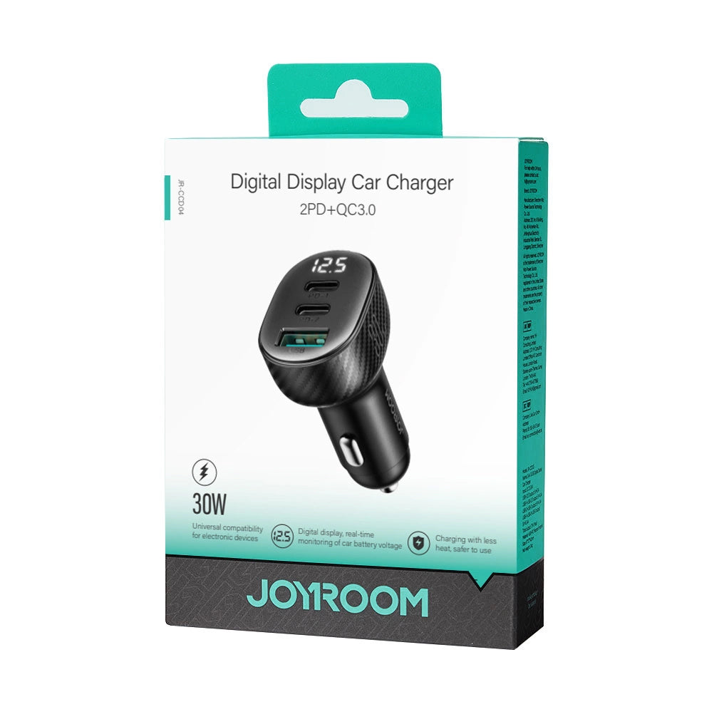 Autonabíječka Joyroom JR-CCD04, 30W, 3A, 1 x USB-A - 2 x USB-C, Černá