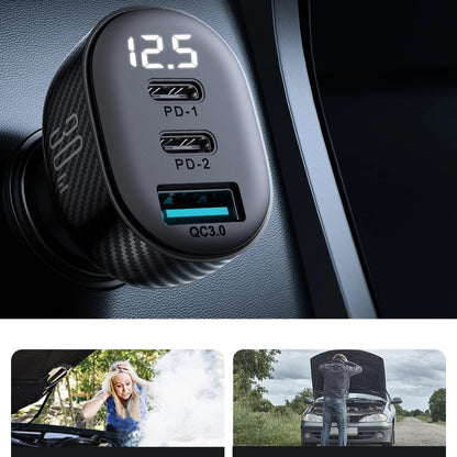 Autonabíječka Joyroom JR-CCD04, 30W, 3A, 1 x USB-A - 2 x USB-C, Černá
