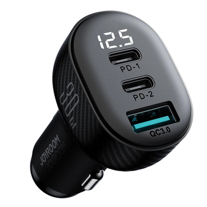 Autonabíječka Joyroom JR-CCD04, 30W, 3A, 1 x USB-A - 2 x USB-C, Černá