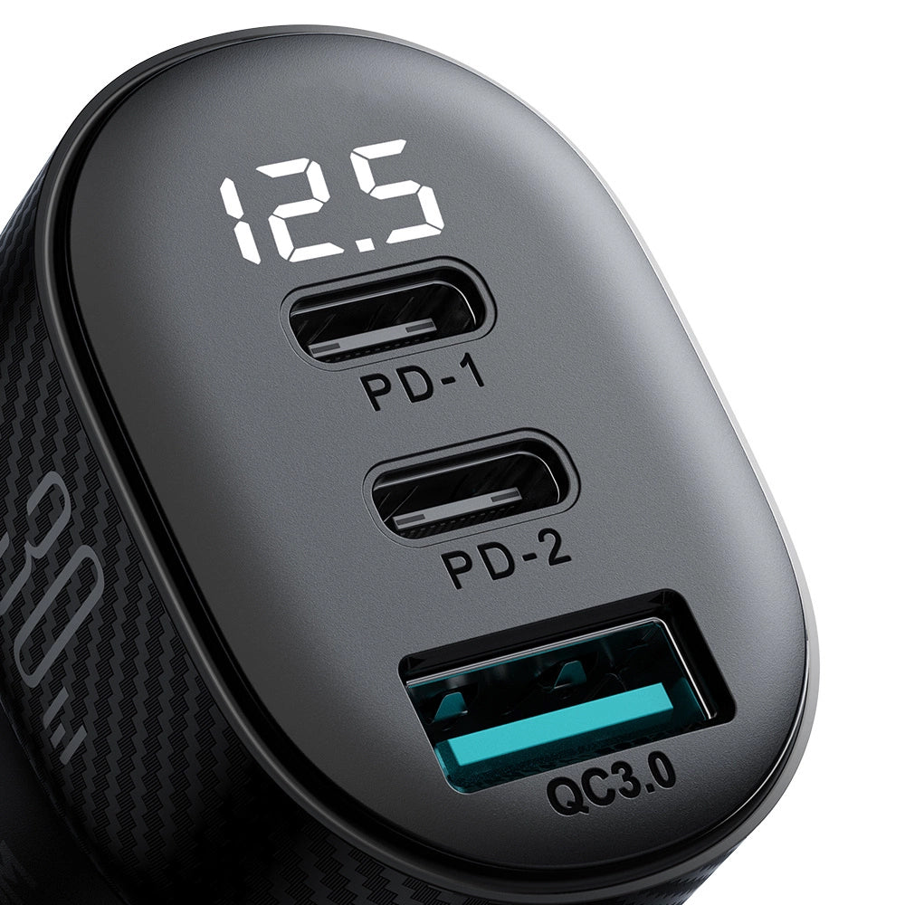Autonabíječka Joyroom JR-CCD04, 30W, 3A, 1 x USB-A - 2 x USB-C, Černá