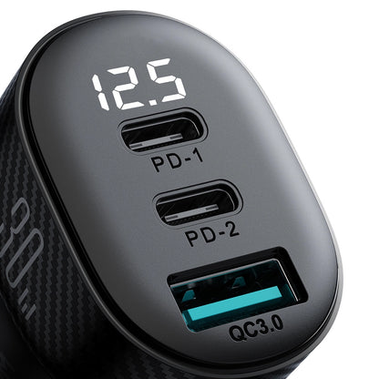 Autonabíječka Joyroom JR-CCD04, 30W, 3A, 1 x USB-A - 2 x USB-C, Černá