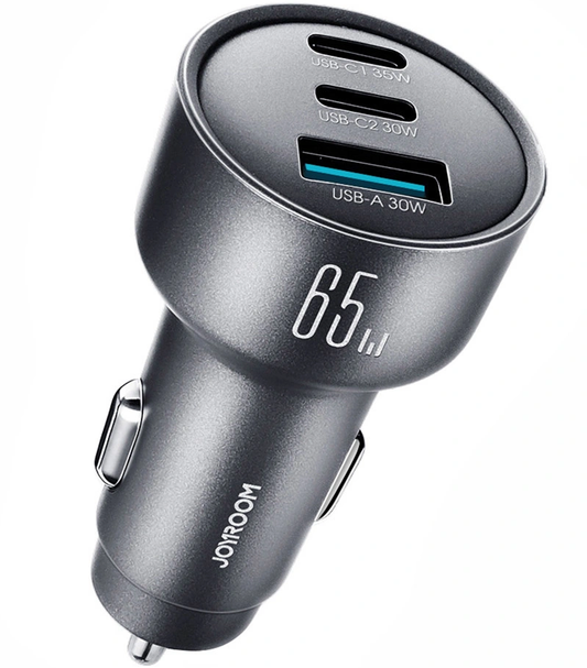 Auto nabíječka Joyroom JR-CCN19, 65W, 1 x USB-A - 2 x USB-C, Šedá