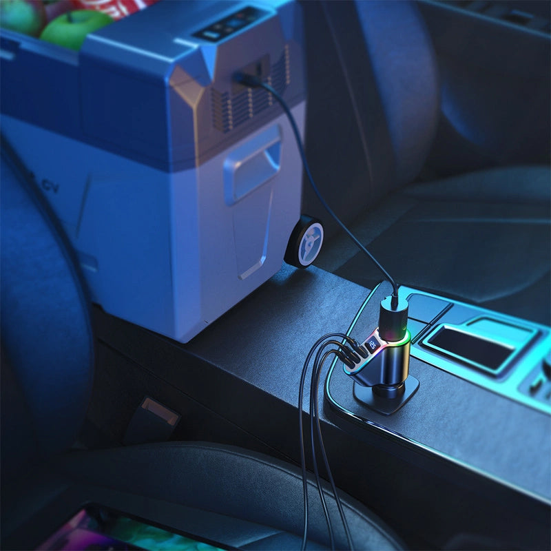 Joyroom JR-CL21 Car Charger, 150W, 3A, 1 x Cigarette Lighter Extension - 1 x USB-A - 2 x USB-C, Black