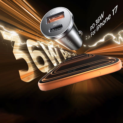 Autonabíječka Lisen, 36W, 3A, 1 x USB-A - 1 x USB-C, Černá YL0223090002