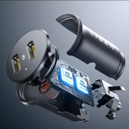 Autonabíječka Lisen, 45W, 3A, 2 x USB-C, Černá YL0223080007