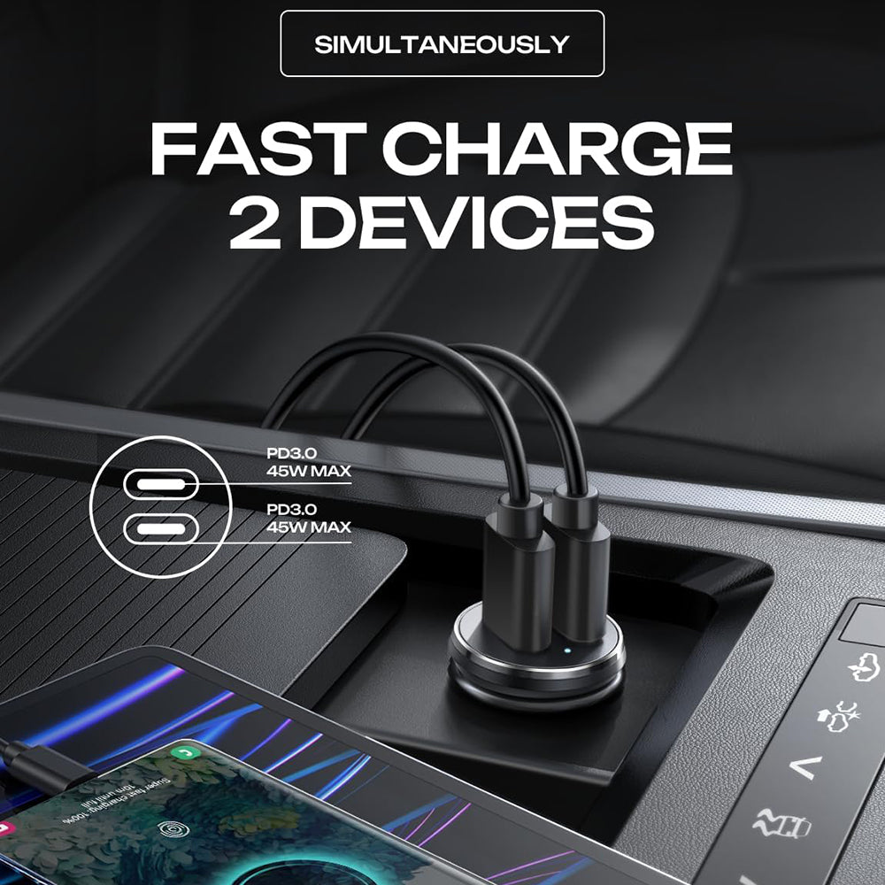 Autonabíječka Lisen, 45W, 3A, 2 x USB-C, Černá YL0223080007