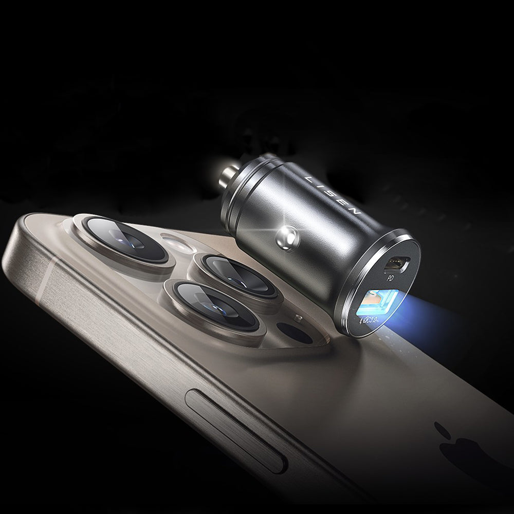 Autonabíječka Lisen, 51W, 3A, 1 x USB-A - 1 x USB-C, Sada 2 kusy, Černá YL0223080037