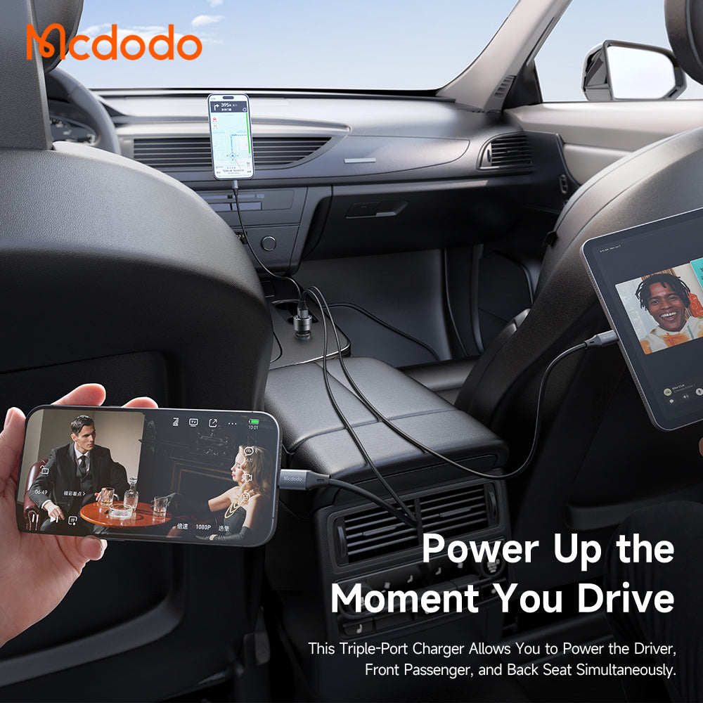 Auto nabíječka McDodo CC-3110 Gana, 90W, 3A, 1 x USB-A - 2 x USB-C, černá