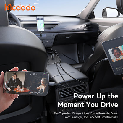 Auto nabíječka McDodo CC-3110 Gana, 90W, 3A, 1 x USB-A - 2 x USB-C, černá