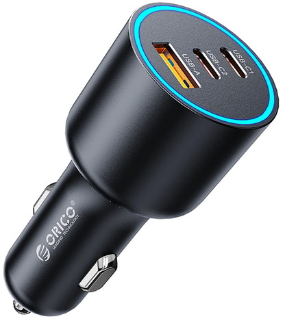 Auto nabíječka Orico HyperDrive, 165W, 5A, 1 x USB-A - 2 x USB-C, černá
