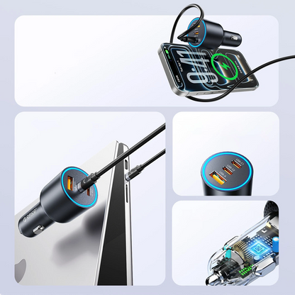 Auto nabíječka Orico HyperDrive, 165W, 5A, 1 x USB-A - 2 x USB-C, černá