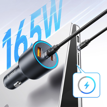 Auto nabíječka Orico HyperDrive, 165W, 5A, 1 x USB-A - 2 x USB-C, černá