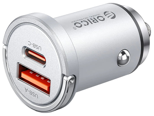 Auto nabíječka Orico MiniRing Pro, 45W, 3A, 1 x USB-A - 1 x USB-C, Stříbrná