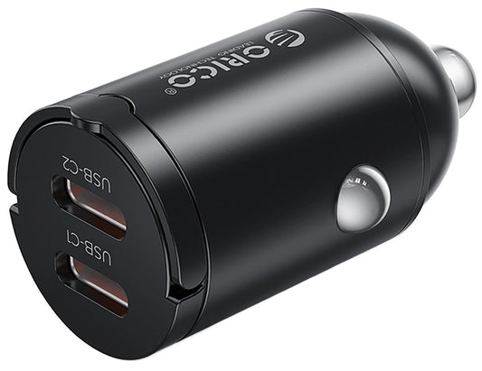 Auto nabíječka Orico MiniRing, 30W, 3A, 2 x USB-C, černá