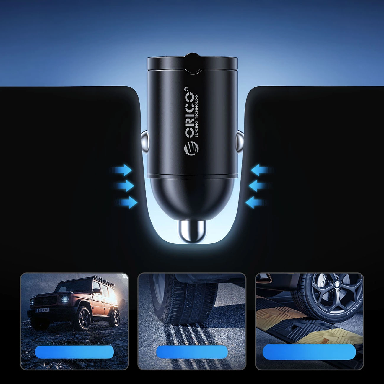 Auto nabíječka Orico MiniRing, 30W, 3A, 2 x USB-C, černá