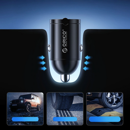 Auto nabíječka Orico MiniRing, 30W, 3A, 2 x USB-C, černá
