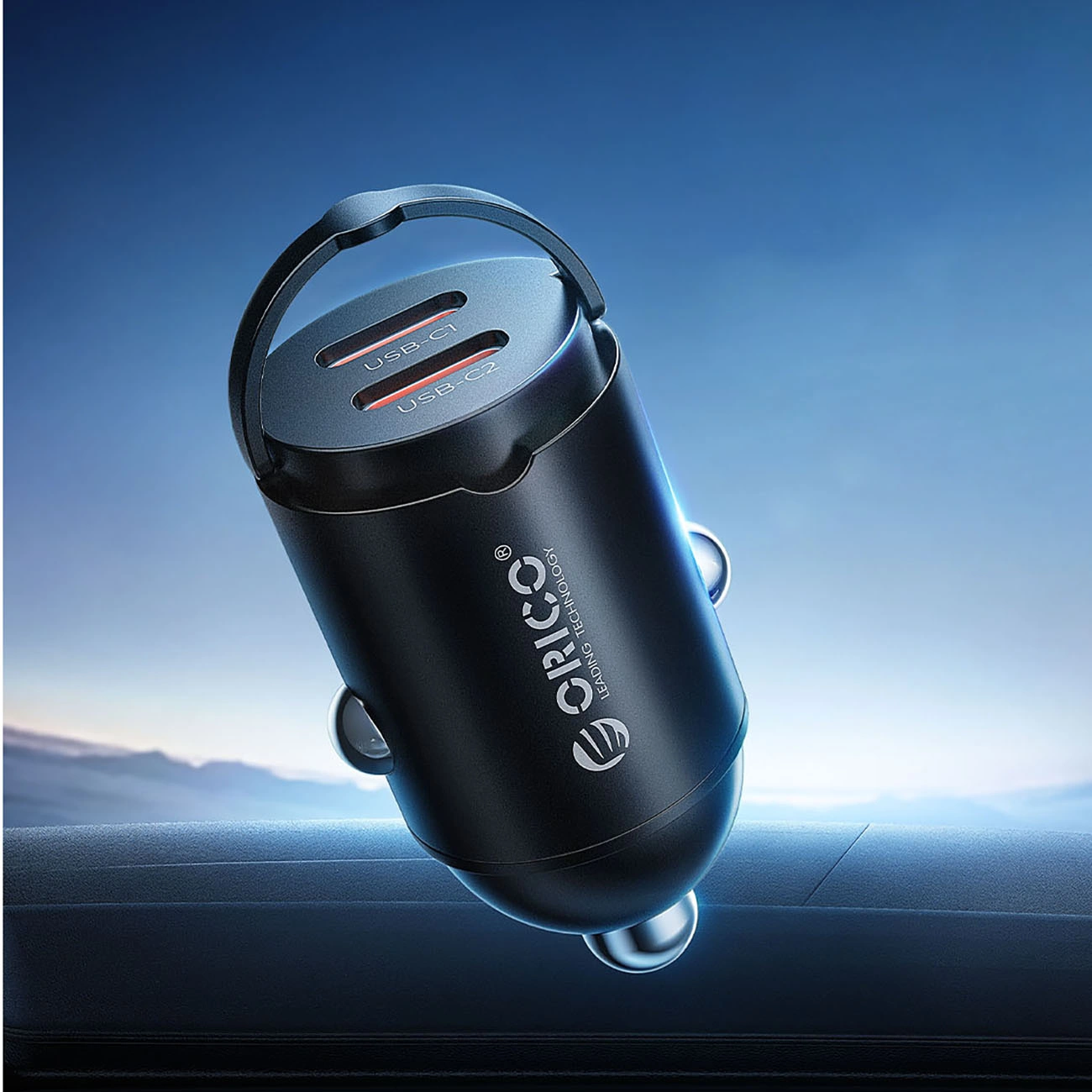 Auto nabíječka Orico MiniRing, 30W, 3A, 2 x USB-C, černá