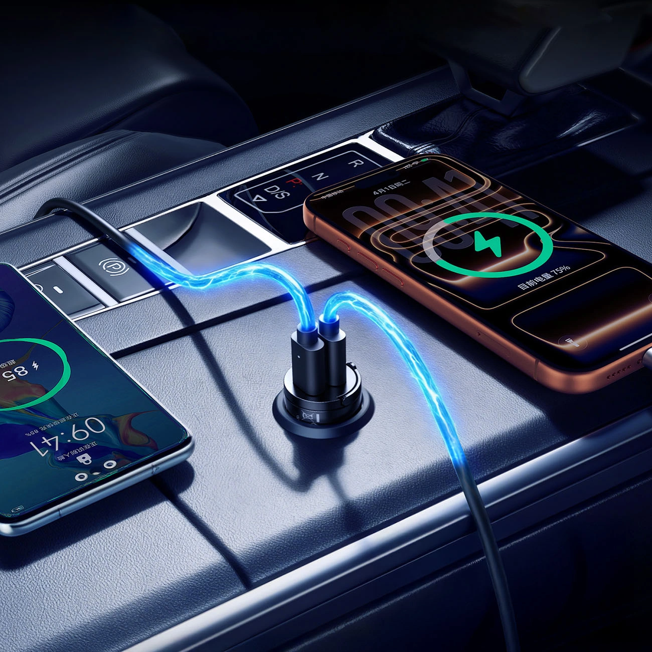 Auto nabíječka Orico MiniRing, 30W, 3A, 2 x USB-C, černá