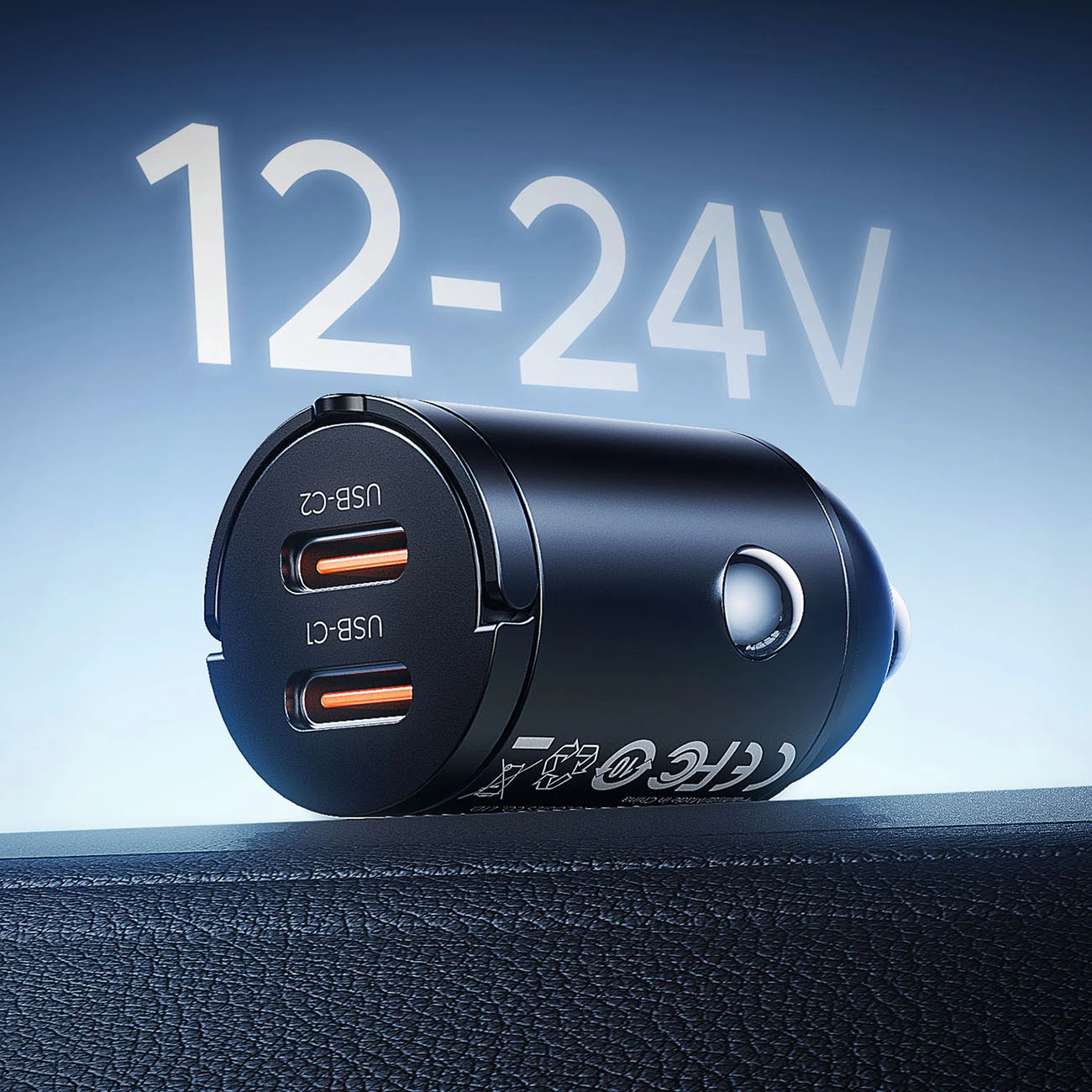Auto nabíječka Orico MiniRing, 30W, 3A, 2 x USB-C, černá