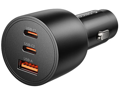 Auto nabíječka Orico PowerLink, 165W, 5A, 1 x USB-A - 2 x USB-C, Černá