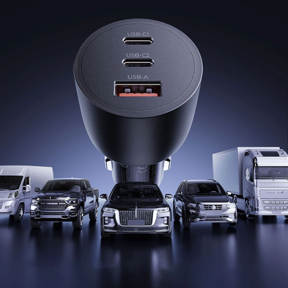 Auto nabíječka Orico PowerLink, 165W, 5A, 1 x USB-A - 2 x USB-C, Černá