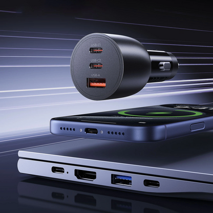 Auto nabíječka Orico PowerLink, 165W, 5A, 1 x USB-A - 2 x USB-C, Černá