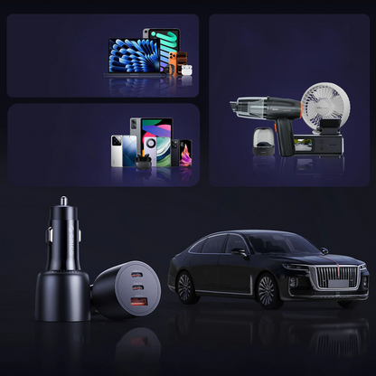 Auto nabíječka Orico PowerLink, 165W, 5A, 1 x USB-A - 2 x USB-C, Černá