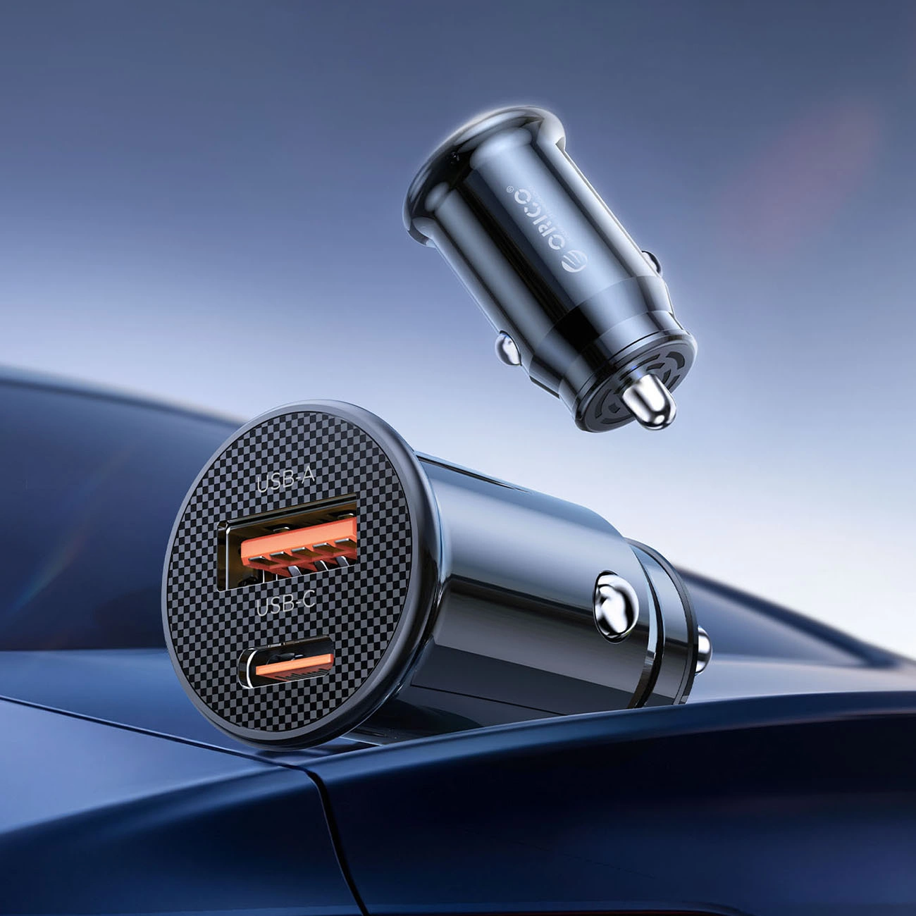 Auto nabíječka Orico PowerMini, 30W, 3A, 1 x USB-A - 1 x USB-C, černá