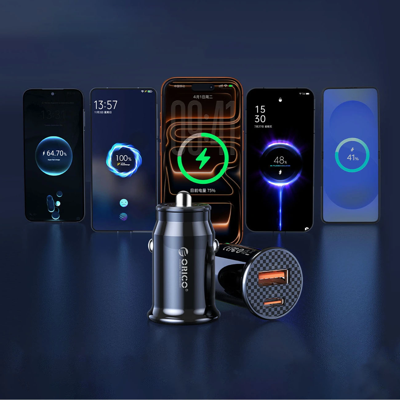 Auto nabíječka Orico PowerMini, 30W, 3A, 1 x USB-A - 1 x USB-C, černá